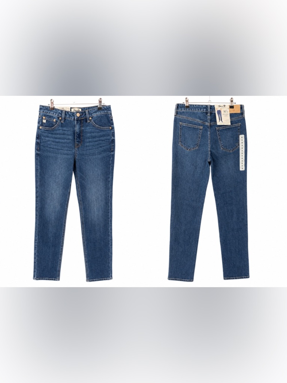 Seven7 90's Straight Jeans Size 4 NWT High Rise Medium Wash Denim - Picture 2 of 5